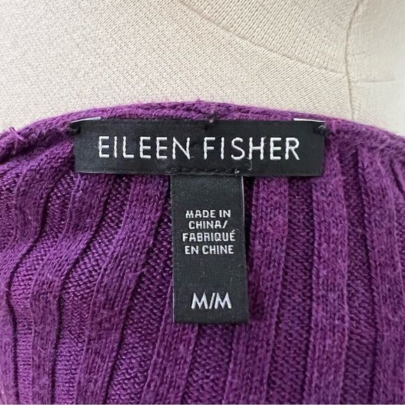 Eileen Fisher Tencel Organic Cotton Silk Blend Purple Sweater Size Medium - Picture 4 of 5